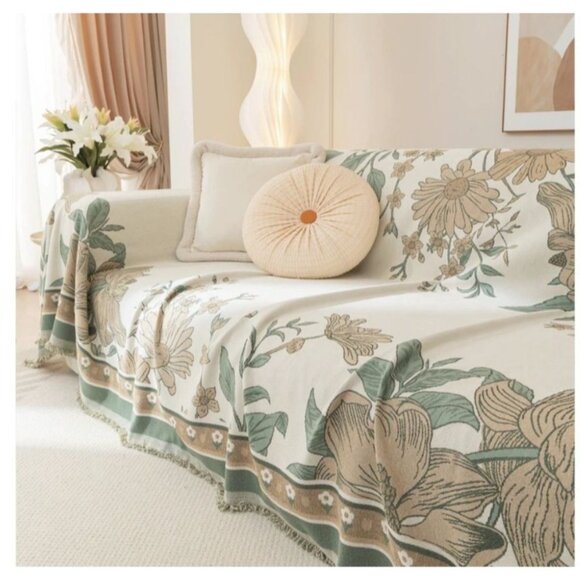 Slashop Chyrusanthemum 71" x 165" Pet Friendly Sofa Cover Floral Harmony - Picture 3 of 10